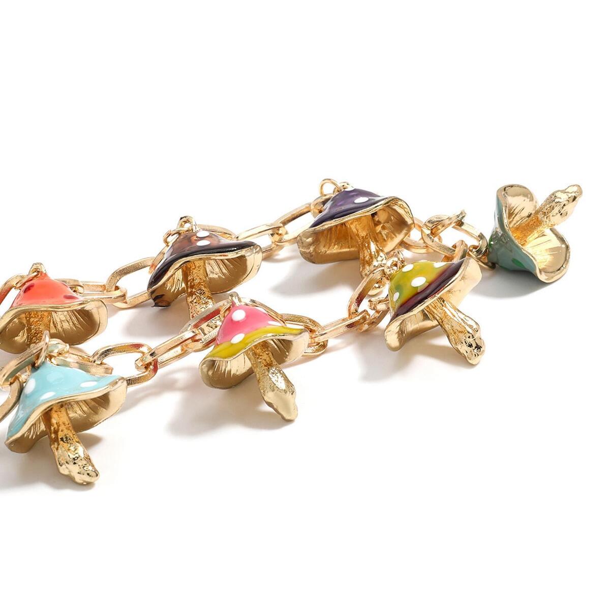 Mushroom Pendant Necklace Fashion with Extension Chain Colorful for Women