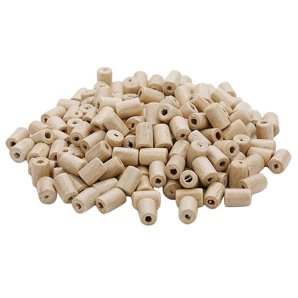300pcs Natural Wooden Tube Bead DIY Jewelry Making Sewing Crafts Decors