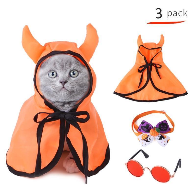 Cat Costume Set Halloween Cape Photo Props for Holiday Role-Playing Party