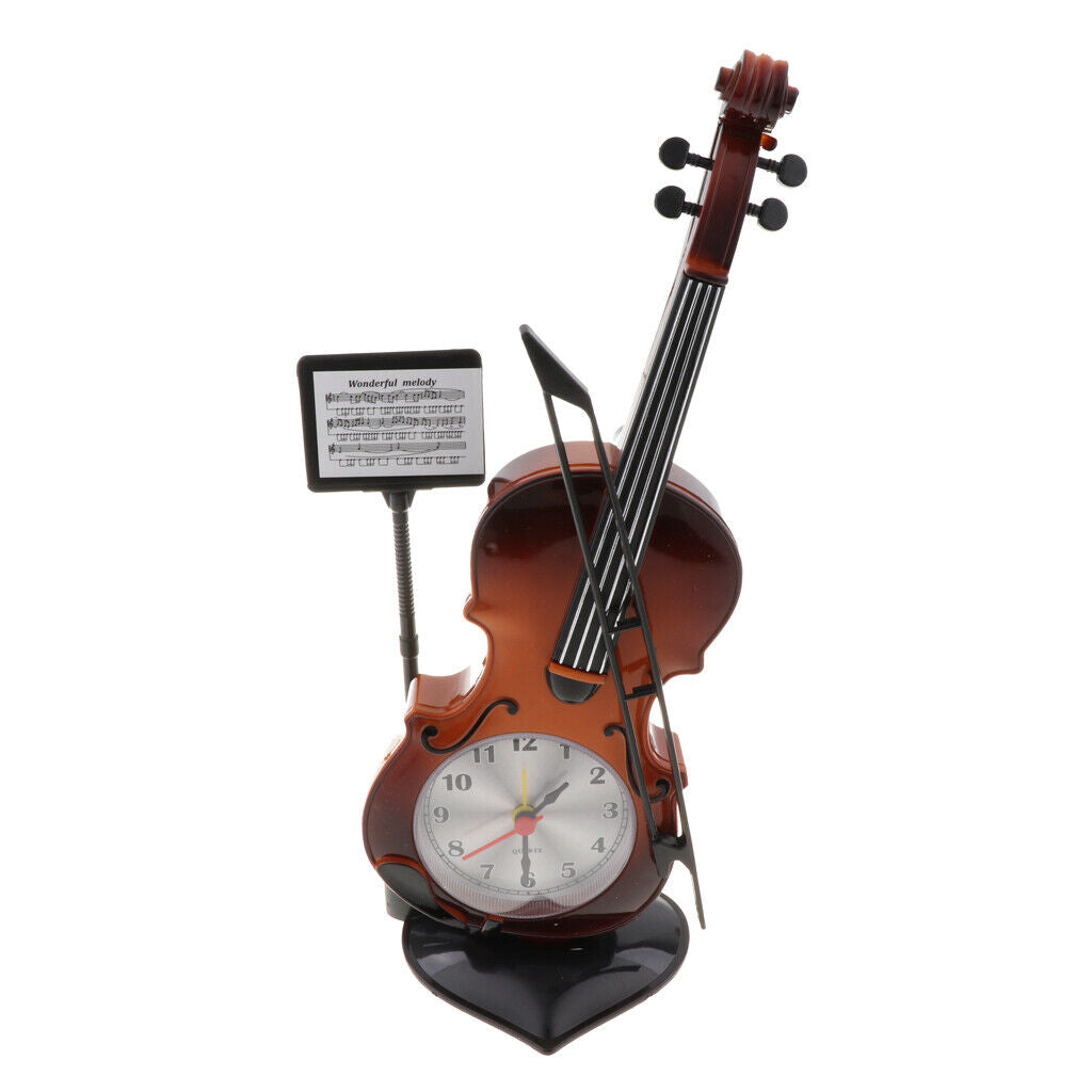 Adorable Violin  Clock  Decoration  Bedside Ornament Red