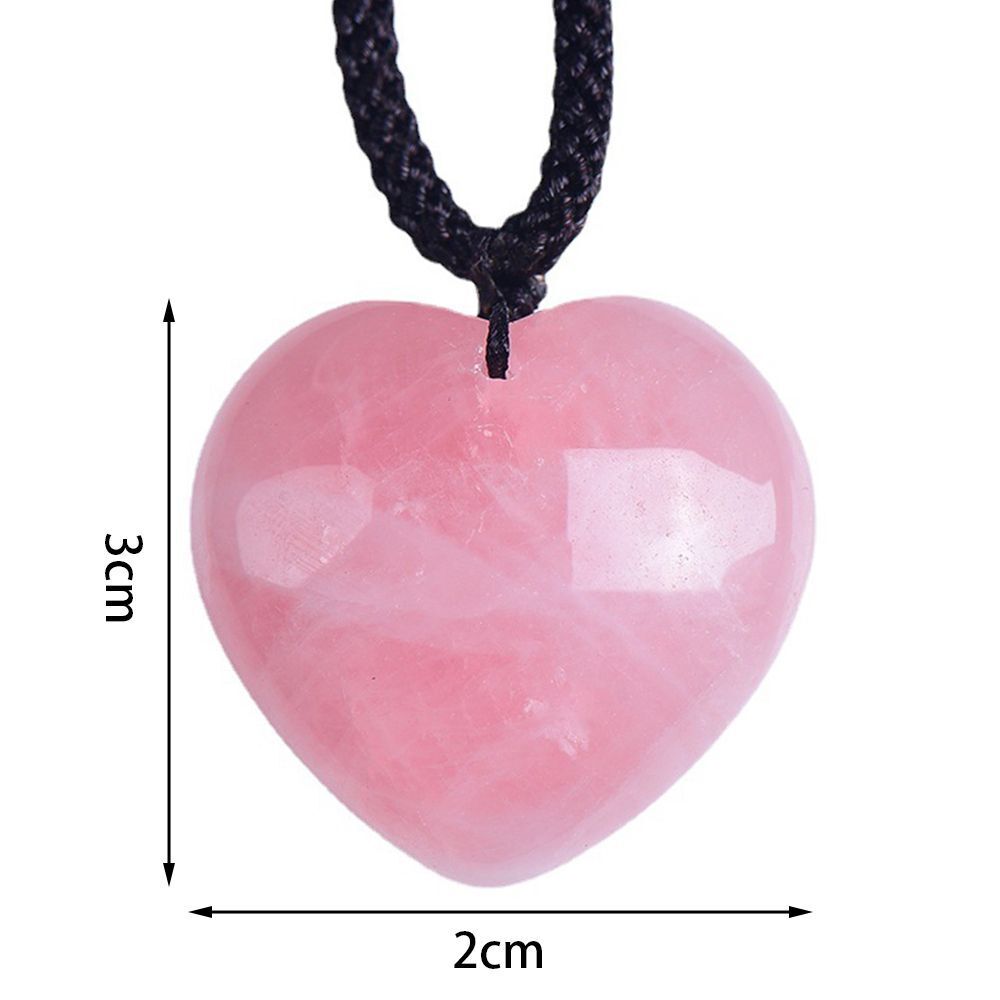 Natural Gift Healing Magic Wand Pink Crystal Necklace Jade Gem Heart Pendant