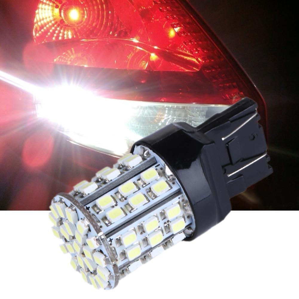 2X T20 W21W 7443 7440 LED 64-SMD 1206 Tail Stop Brake Light Bulb Lamp White