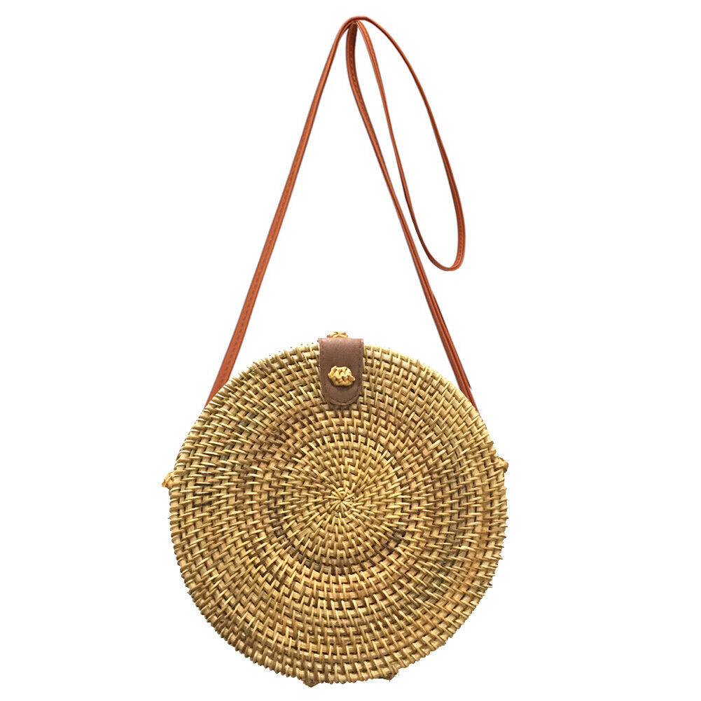 Summer Women Shoulder Bag Round Straw Beach Circle Rattan Messenger Bags-21