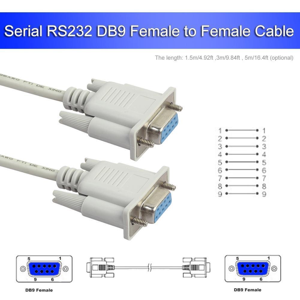 Serial RS232 9-Pin Female to Female DB9 9-Pin PC Converter Cable(3 m)