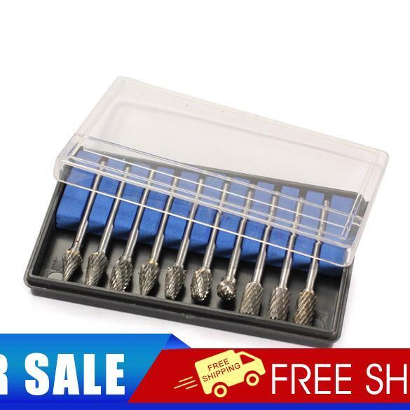 10 pcs Tungsten Steel Solid Carbide Burrs Rotary Files Diamond Burrs Set