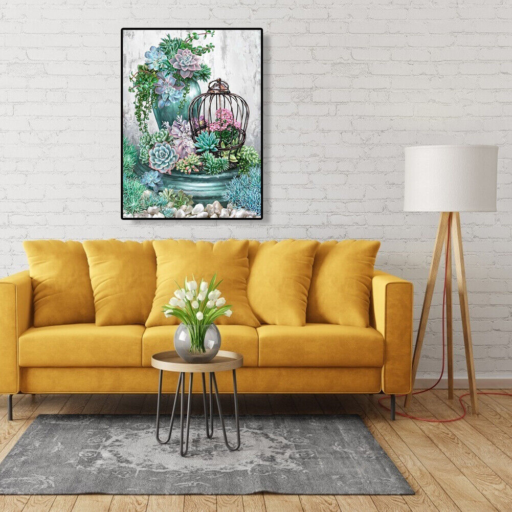 Painting By Numbers Kit DIY Succulent Plants Canvas Oil Art Picture Craft