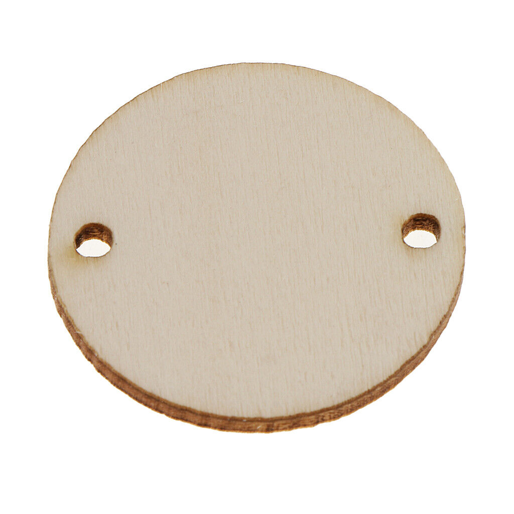 50Pcs Round Unfinished Wooden Slices Discs DIY Tags Art Crafts Jewelry Pendants