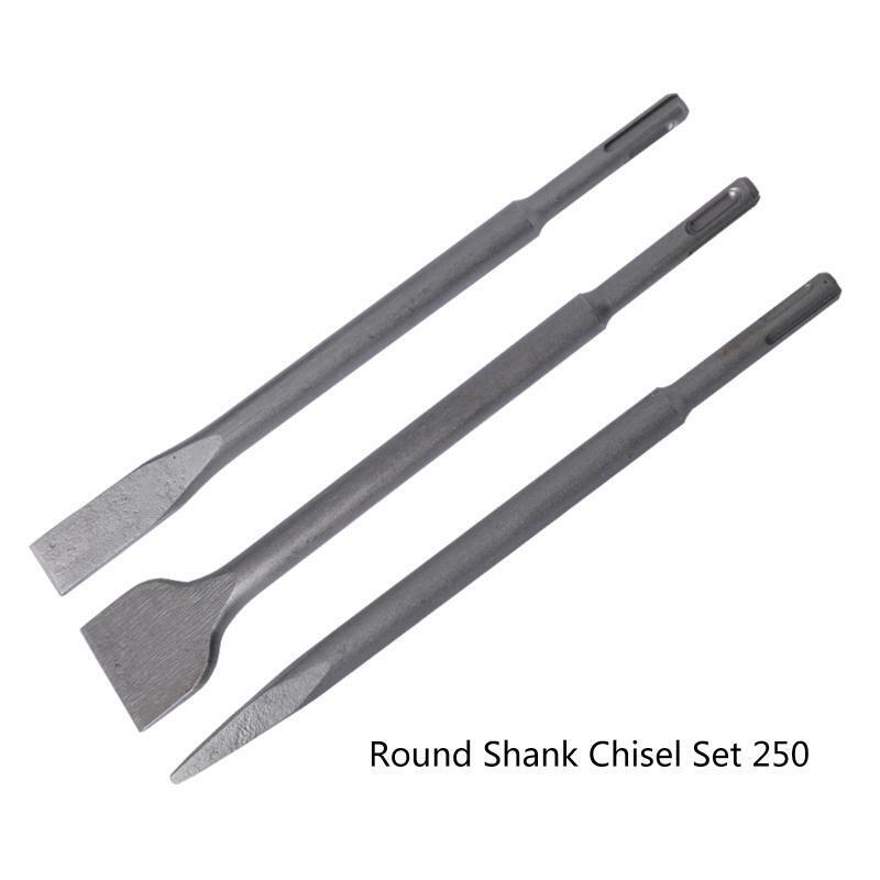 3x SDS Plus Round Handle Pointed Chisel Set Hammer Drills Concrete Wall Drilling