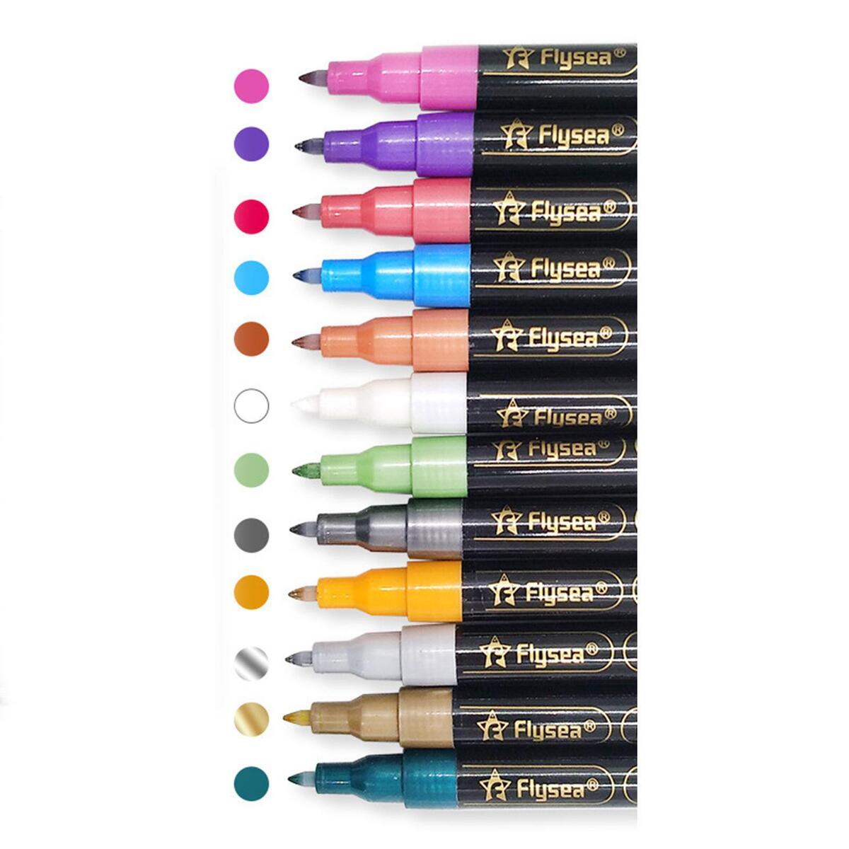 Metallic Marker Pens Set Art for Rock Painting Photo Album Card Making