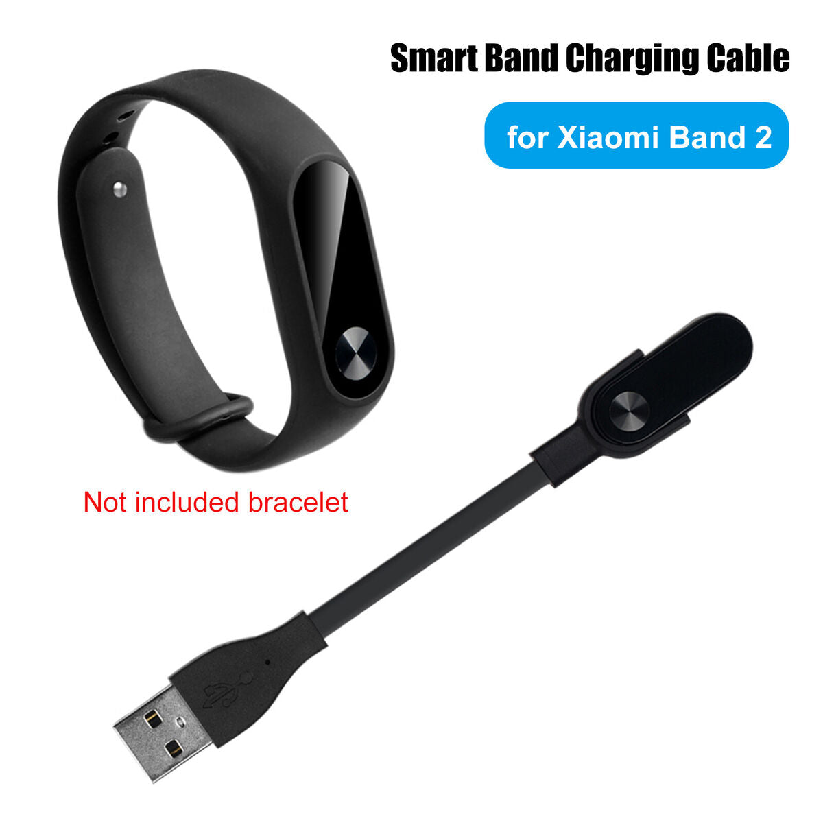 USB Charger Cable - Compatible with Mi Band 2 USB Charging Cable Dock