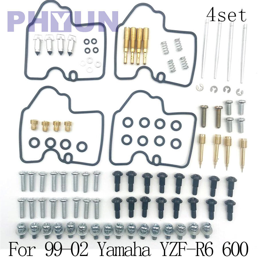 4pcs For Yamaha YZF-R6 600 1999-2002 Carburetor Carb Rebuild Repair Kits Set