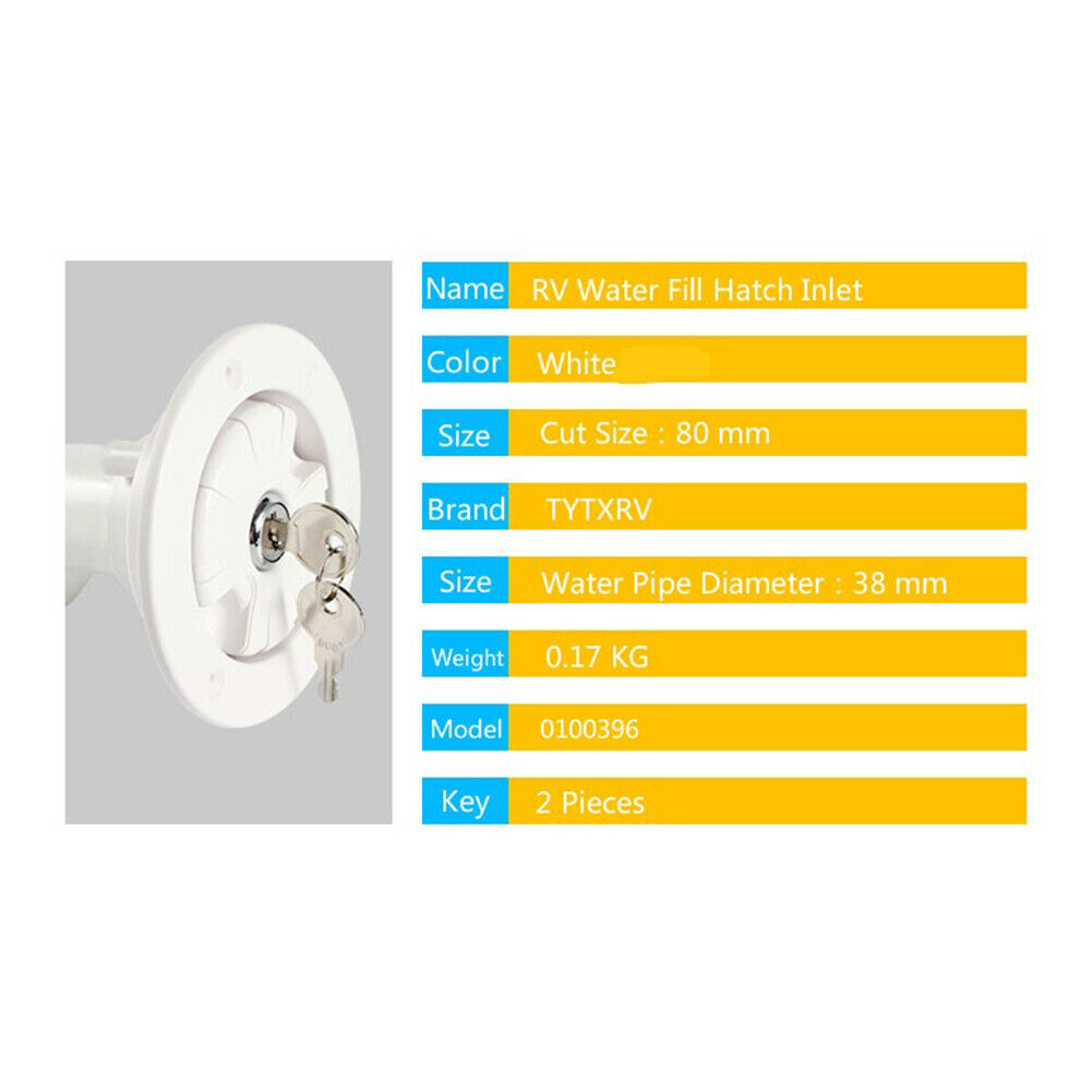 RV Accessory Gravity Fresh Water Fill Hatch Lockable Inlet Filter for Boat