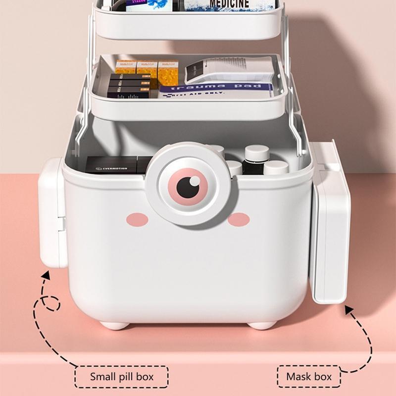 Portable Medicine Storage box Family Medicine Organizer Box  With Lock 3 layers
