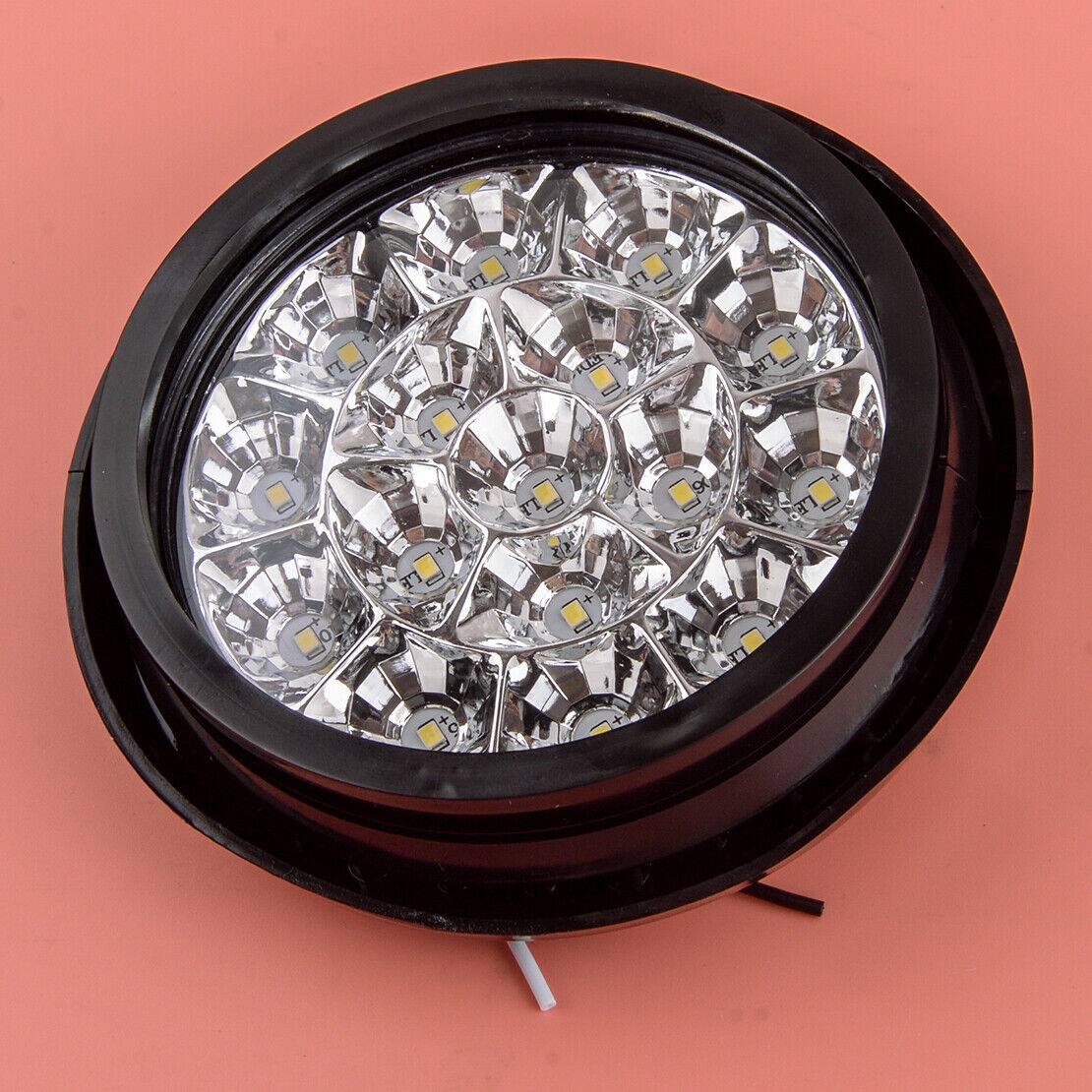 1x White 16 LED Truck Trailer Stop Turn Tail Brake 4" Round Light w/ Grommet New