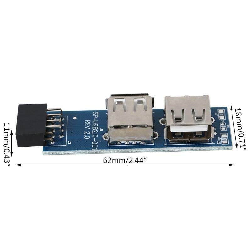 Motherboard 9PIN to 2 port USB2.0 Adapter Connect USB devices Compat with USB1.1