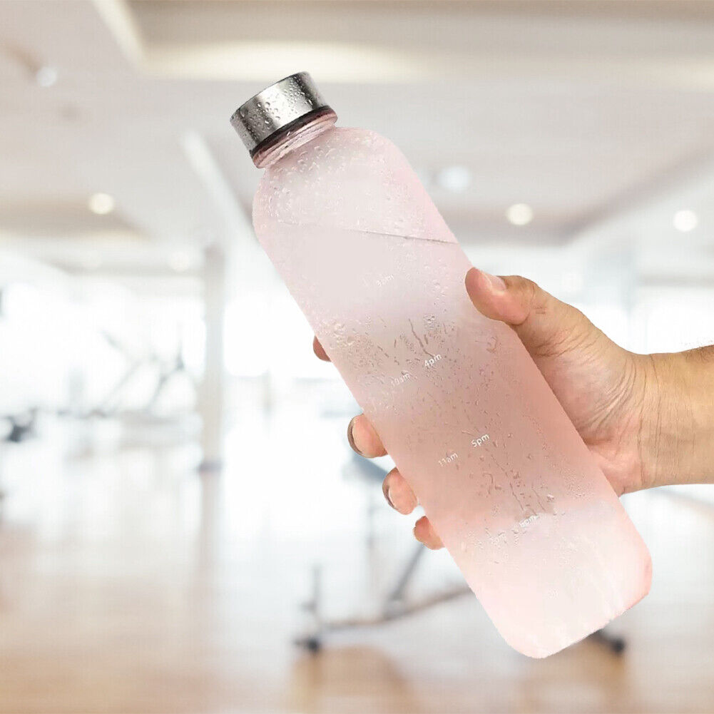 1L Large Capacity Water Bottle Portable Plastic Water Cup (Pink Frosted)
