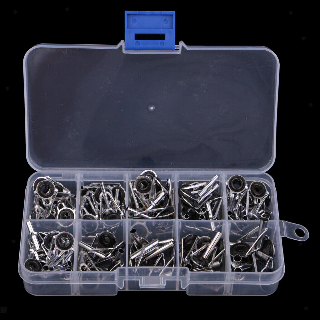 80Pcs Fishing Rod Guides Eye Ring DIY Parts Rod Building Repair Kits 1#-10#