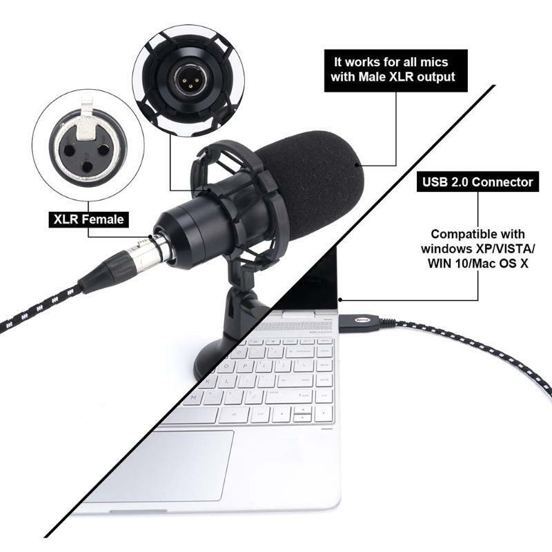 USB Male to 3-Pin XLR Female Microphone Cable Studio Audio Connection Wire 300cm