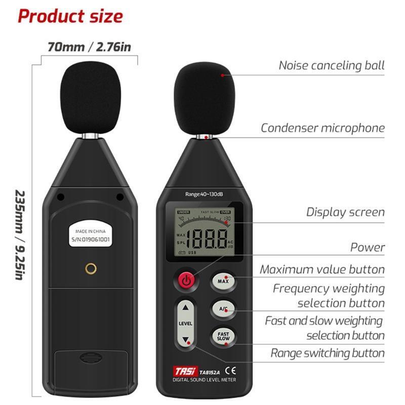 TA8152A Noise Measuring Meter 40~130dB Audio Sound Level Meter Decibel Monitor