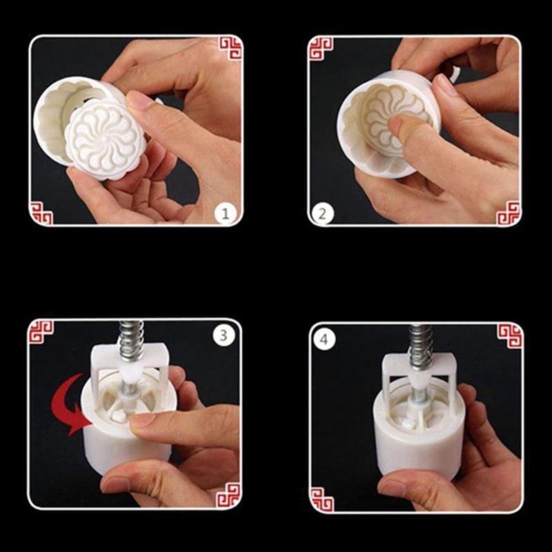 Flower Shape Stamps Mooncakes Moulds for Mid-Autumn Festival DIY Baking Mooncake