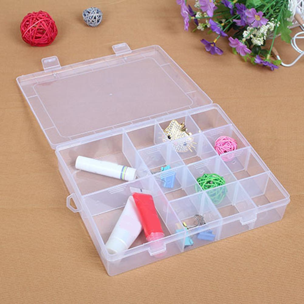 14 Compartments Transparent Plastic Jewelry Pills Box Storage Organizer