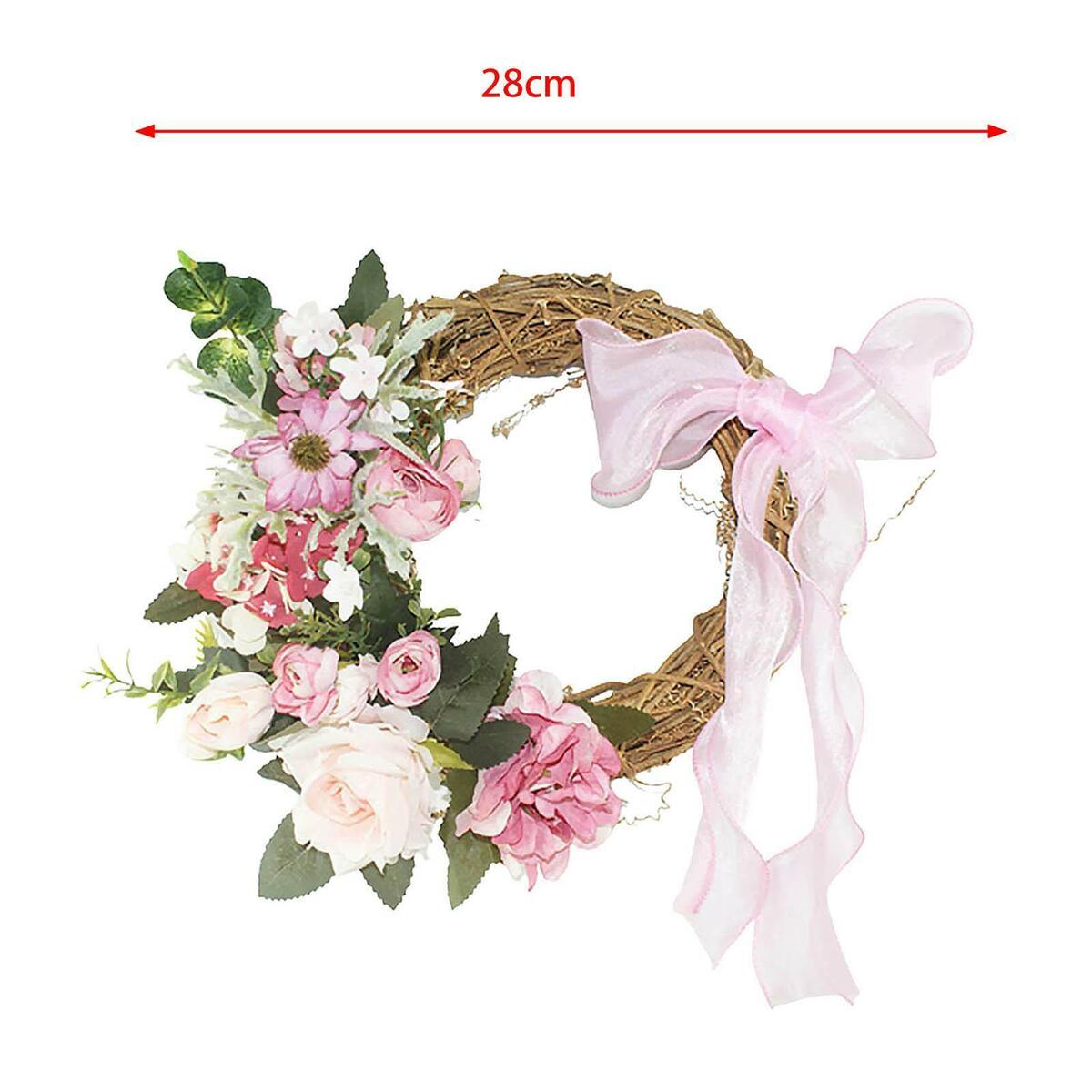 11" Flowers Wreath for Front  Farmhouse  Leaves window and wall Haning