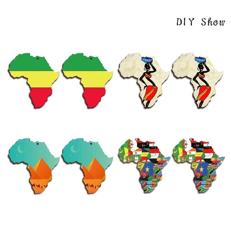 Heat Transfer Earrings Africa Map Shapes Pendants Suitable for Diy Jewelry Craft