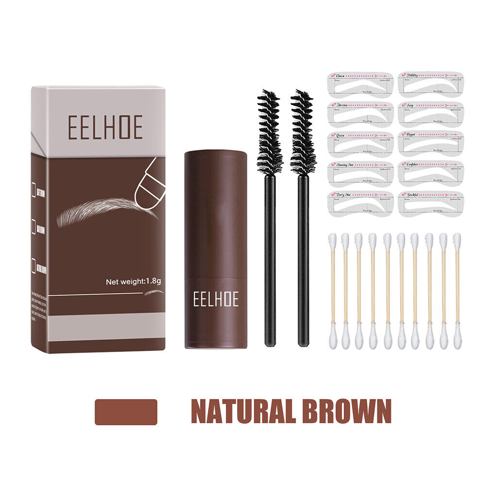 Waterproof EyeBrow Powder Stencil Lasting Natural Shaping Kit (Brown)