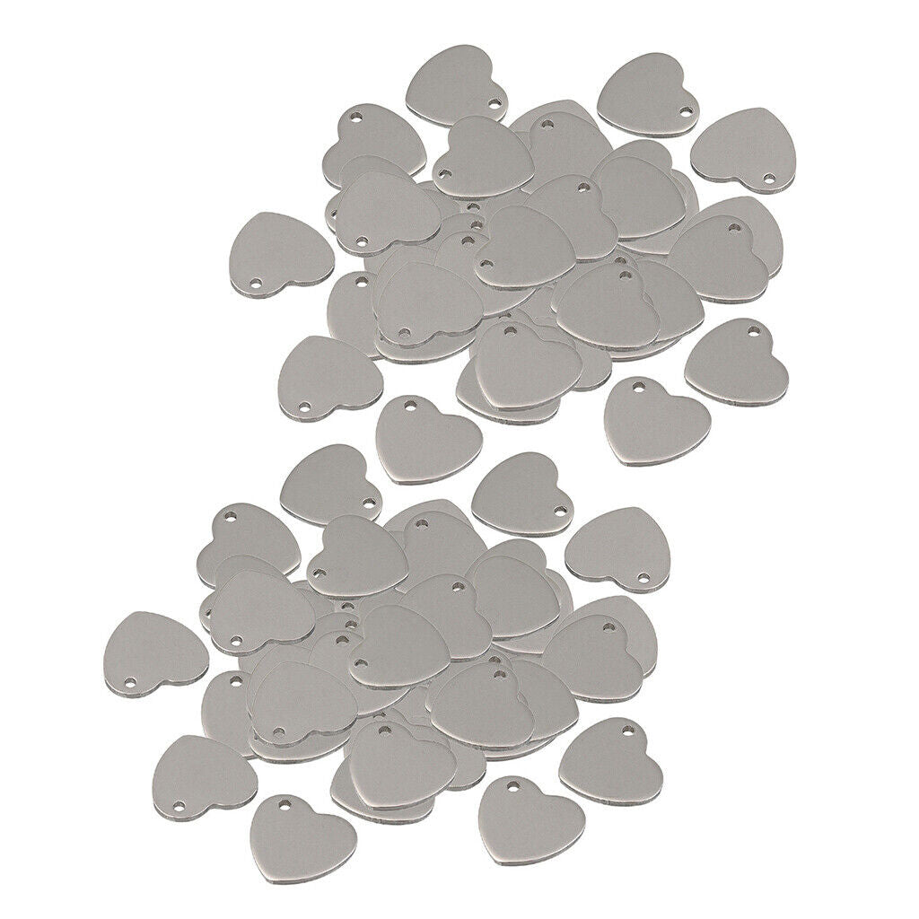 100 * 14mm  Flat Heart Blank Stamping Charms Tag Pendants Jewelry Making