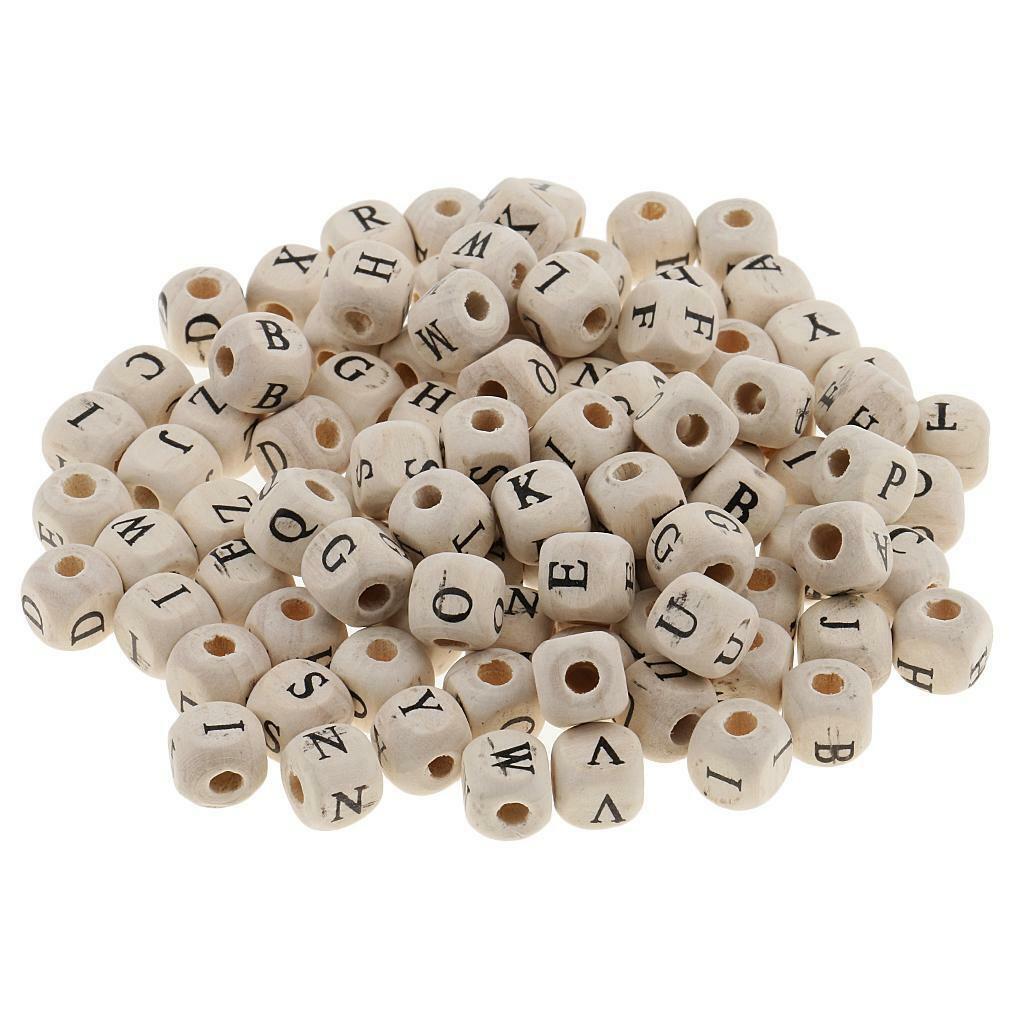 200 Pieces Wooden alphabet and letters   Jewelry Making 10mm White