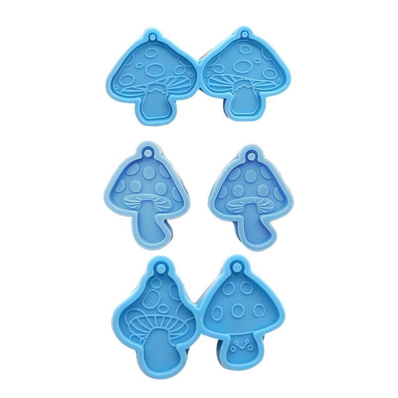 3Pieces Mushroom Shape Pendant Keychain Mold Epoxy Earring Mold Decor DIY
