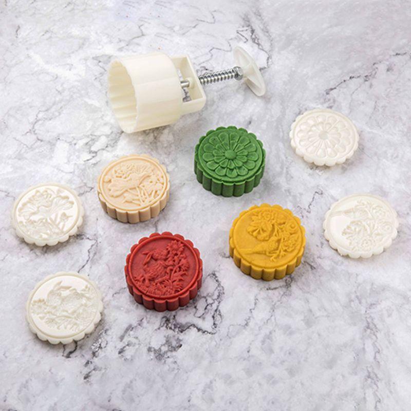 Mooncake Mold 125g Flower Shape Stamps Set Handmade Mother's Day Mother DIY Food