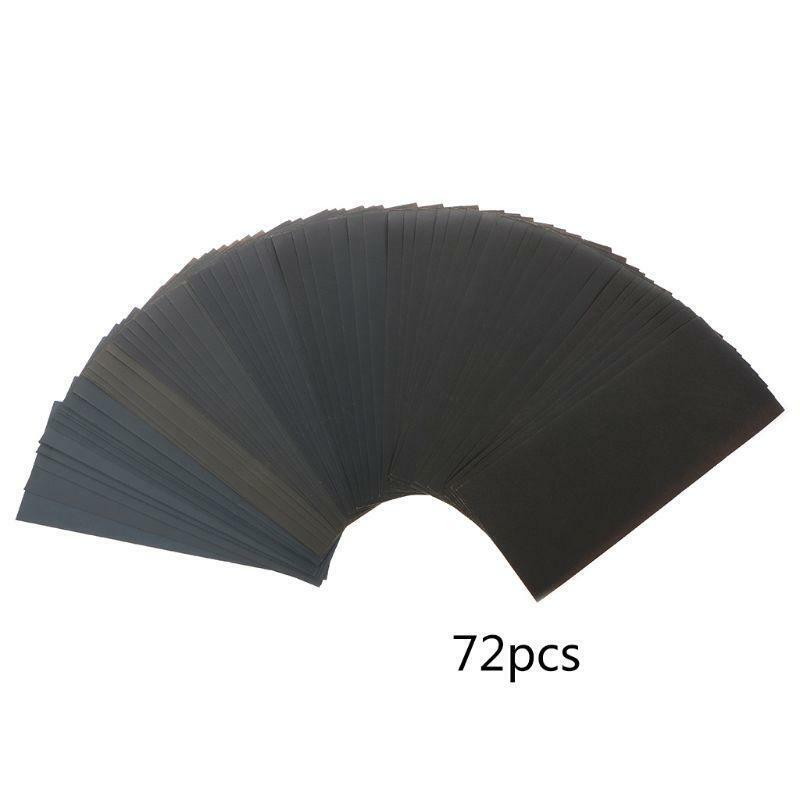 72pcs Wet Dry Abrasive Paper Sheets Waterproof Polishing Sandpaper Grinding 400