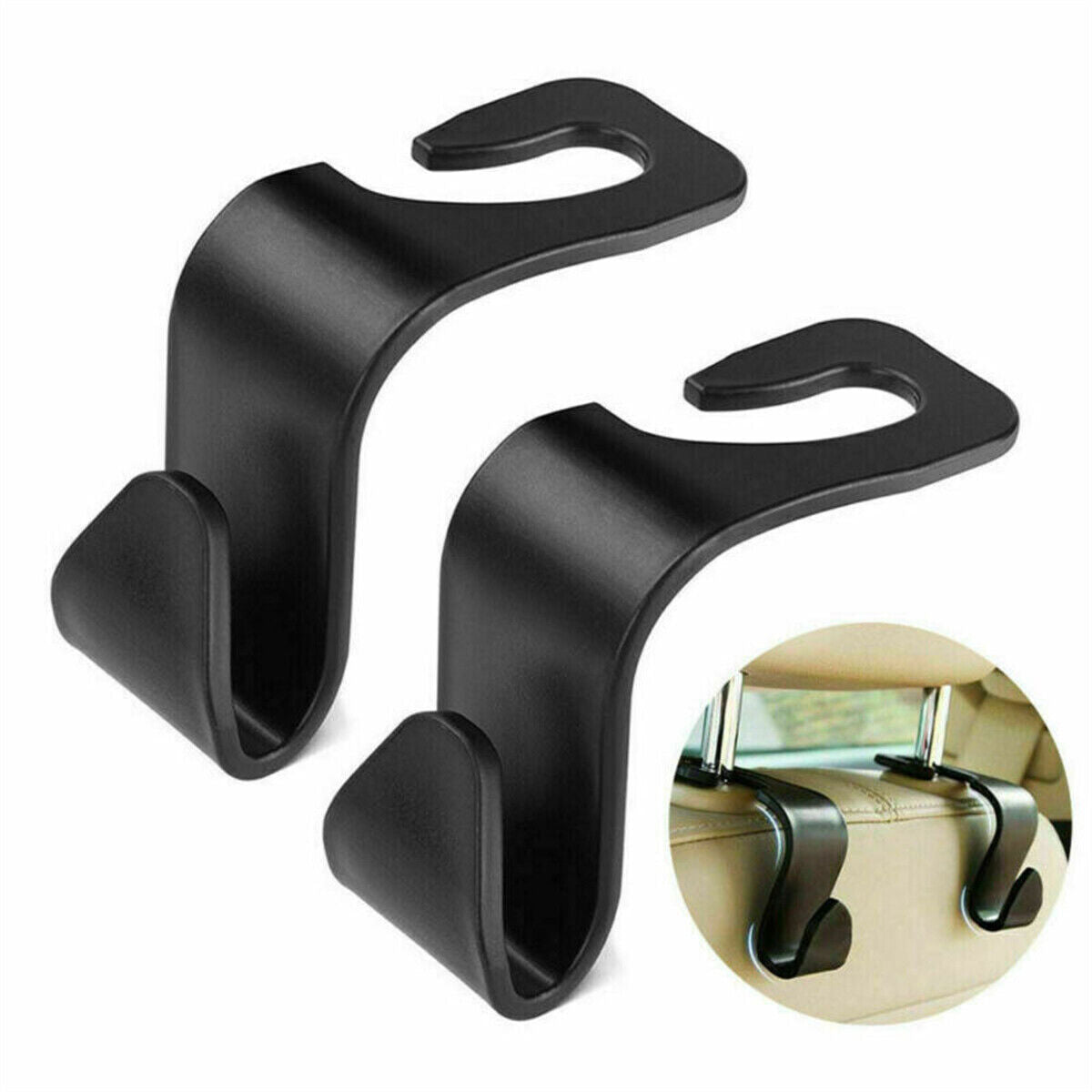 2PCS Car Seat Hook Purse bag Hanger Bag Organizer Holder Clip Accessories Black
