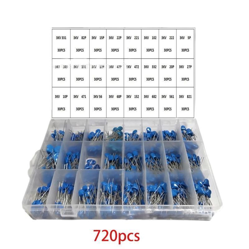 Ceramic Capacitor Assorted Kit 24 Values 5PF-821PF with Box 3KV 3000V 720PCS