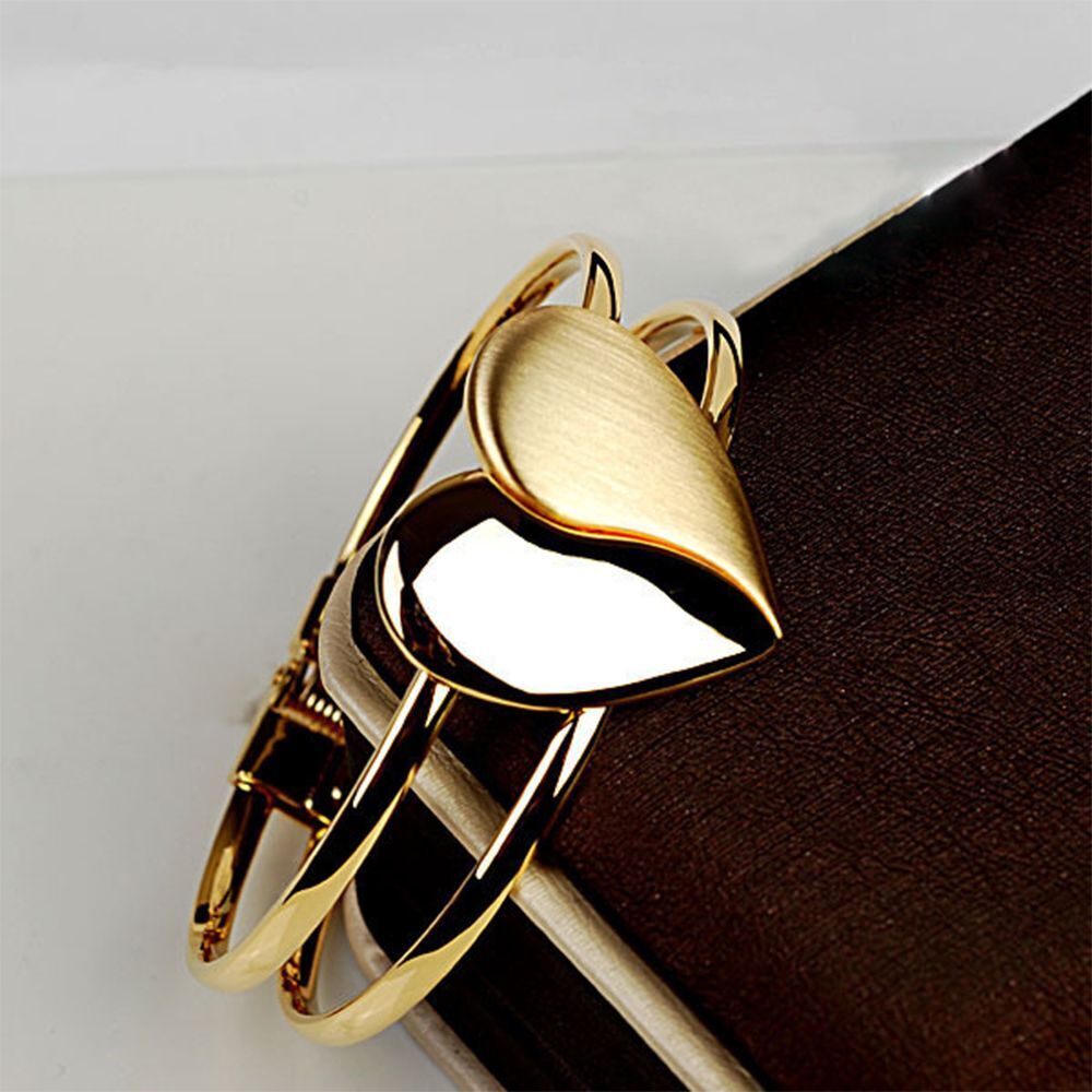 Bangle Cuff Alloy Bling Couple Double Layer Glossy Heart Bracelet