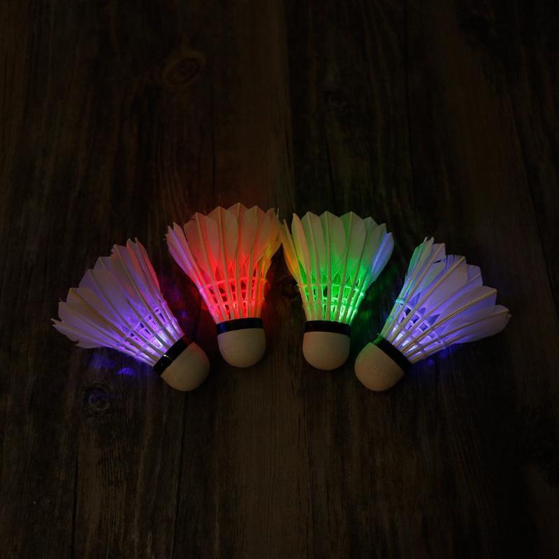 4pcs Dark Night Colorful LED Badminton Shuttlecock Birdies Lighting Feather