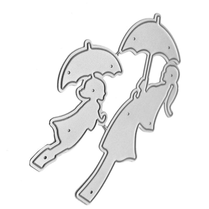 Mother and Daughter with Umbrella Cutting Dies Stencil DIY Scrapbooking Template