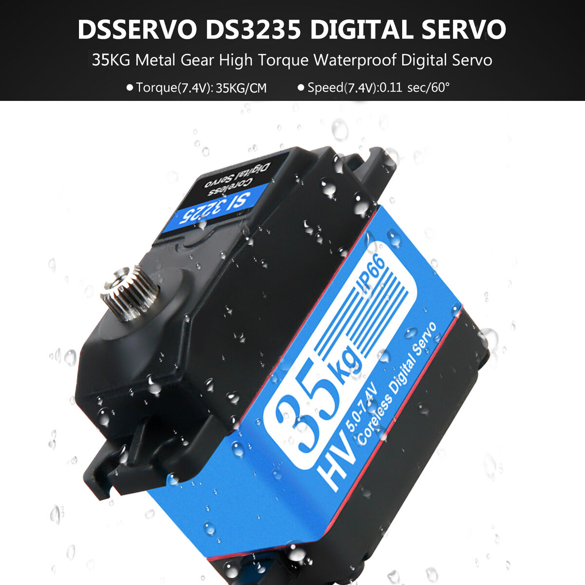 180 Degree Waterproof 35kg Digital Servo Kits for 1/10 1/8 RC Car Plane (A)