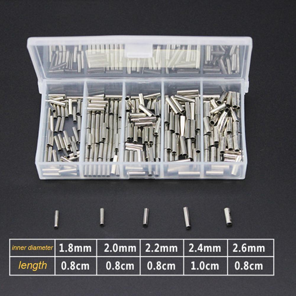 5size Single Barrel Crimping Sleeves Fishing Line Wire Leader Copper Tubes