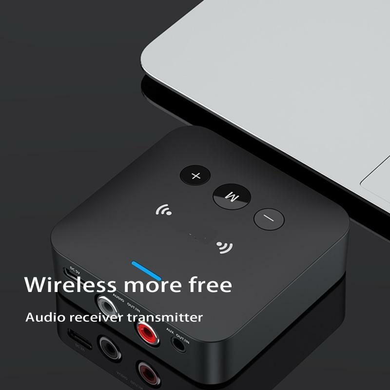 Bluetooth-compatible 5.0 Transmitter & Receiver Adapter AUX+RCA Port Car Kits