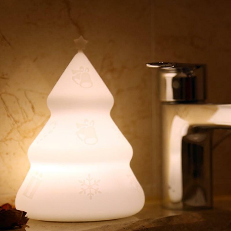 Cute LED Xmas Santa Shaped Tree Night Light with Touch Sensor Portable Silicone