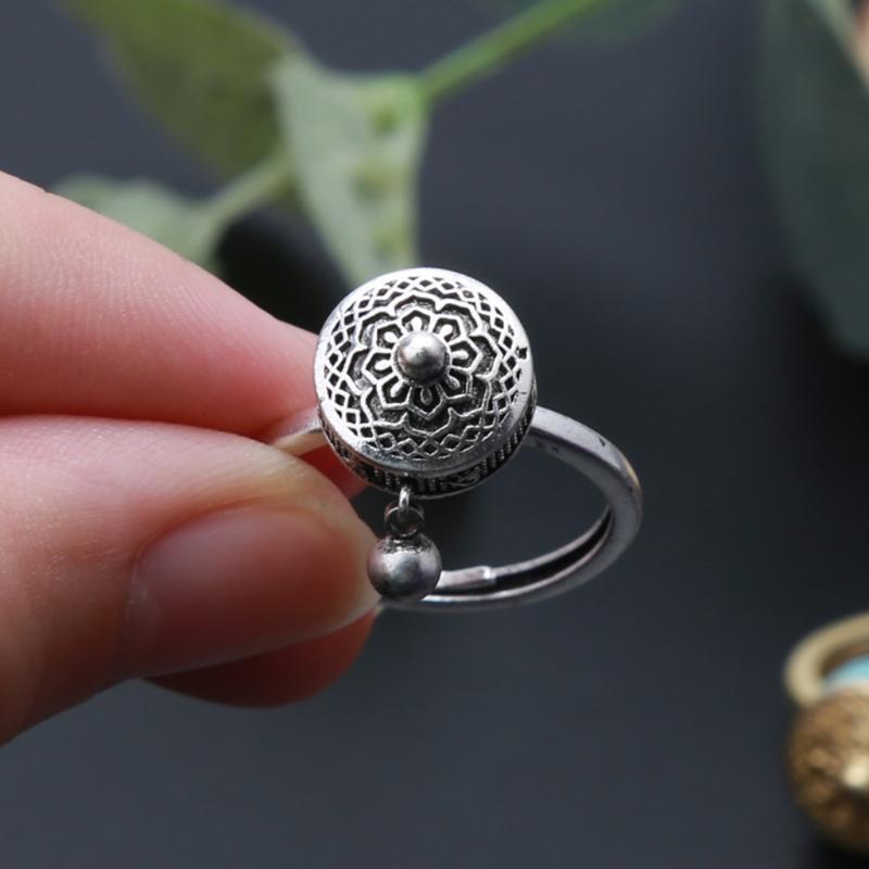 2Pcs Lotus Mantra Ring Finger Ring Tibetan Healing Ring Meditation Ring Jewelry