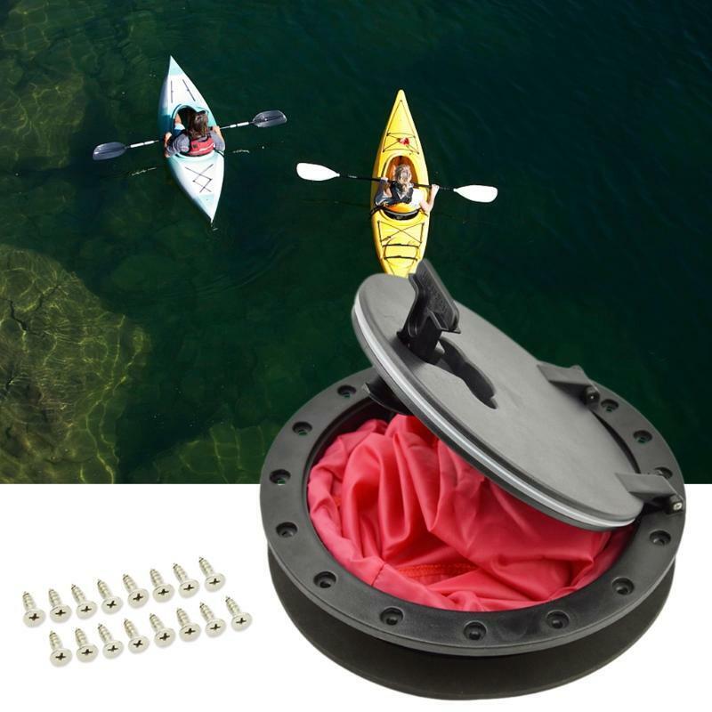 8" Black Deck Plate Kit Deck Hatch with Storage Bag for Fishing Kayak Boating