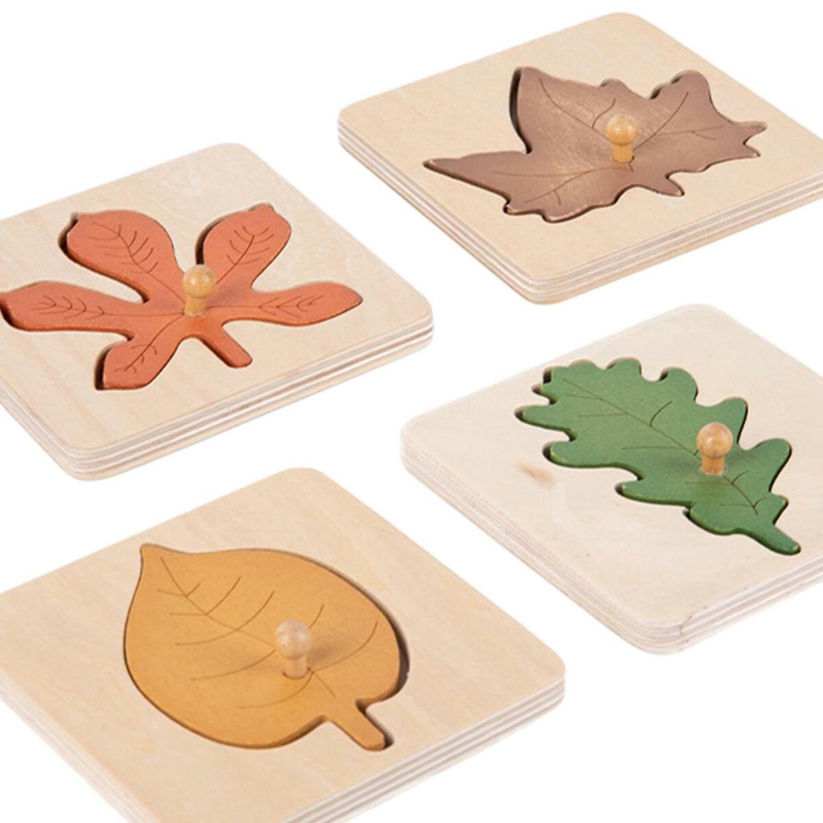 Wooden Jigsaw Leaf Puzzle Busyboard for Sycamore Kindergarten Teaching Tools