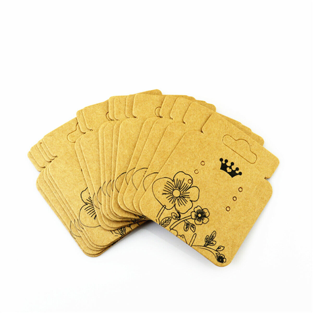 100PCS Kraft Paper Jewelry Earring Hanging Display Holder Hang Cards Price Tag