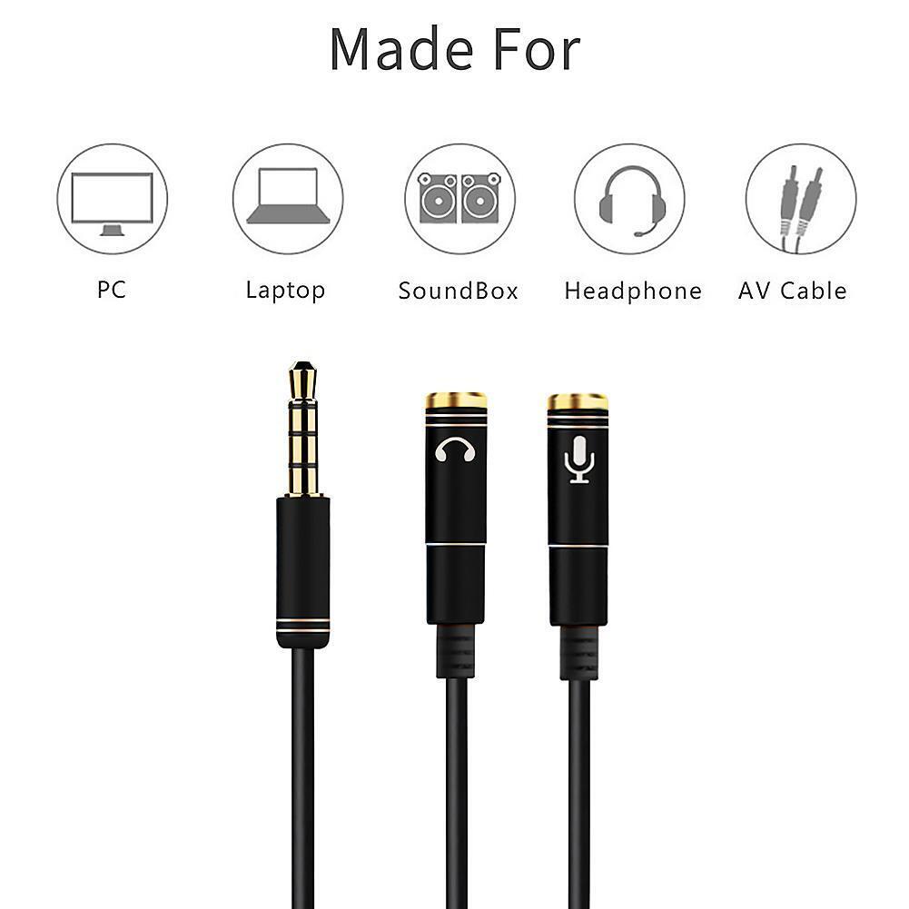 3.5mm Microphone Aux Cable 1 Male 2 Female Audio Cable for Laptop (Black)
