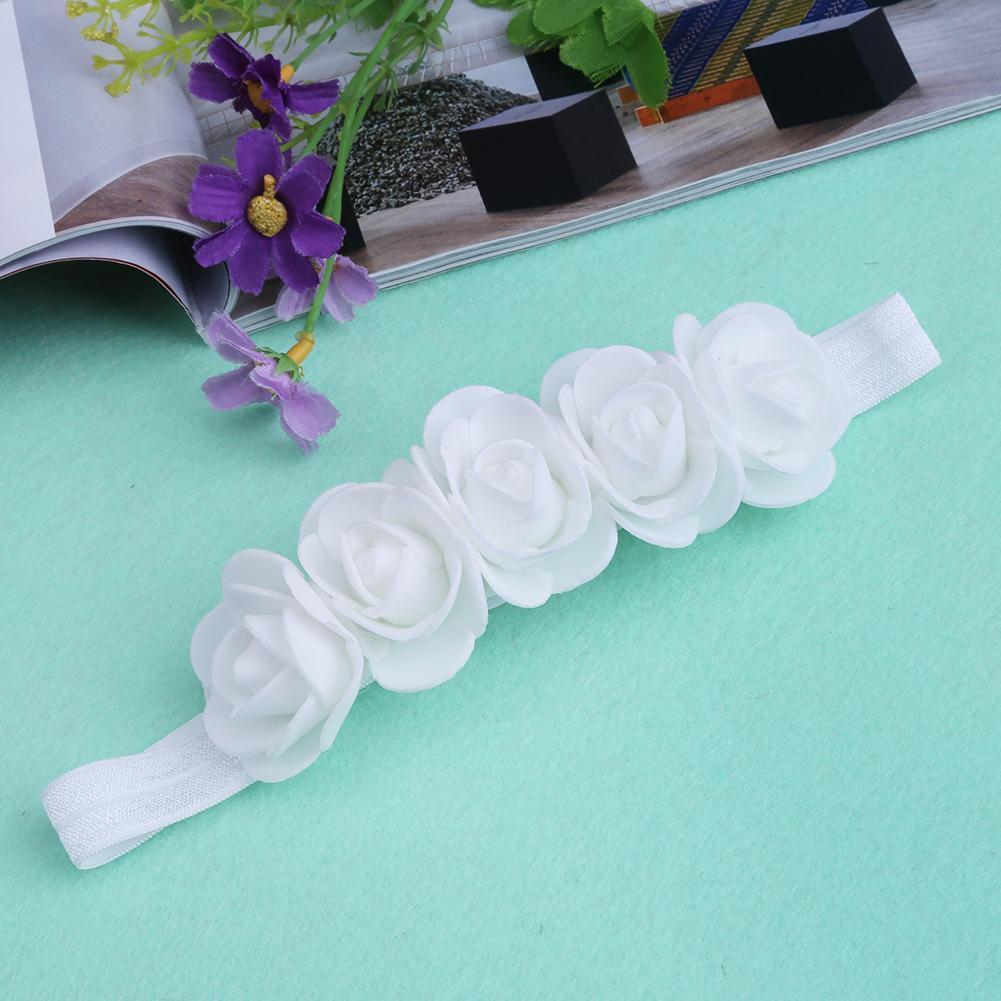 New Baby Flower Headband Ribbon Hair Bands Handmade DIY Headwear(White)