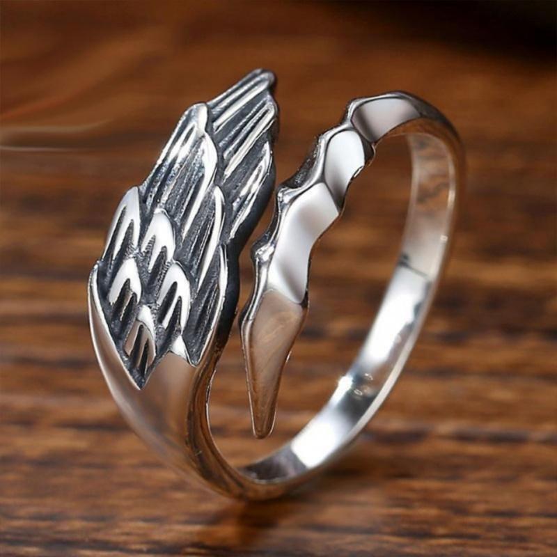 Angel Demon Wing Ring Couples Punk Adjustable Rings Birthday Gift for Men Women
