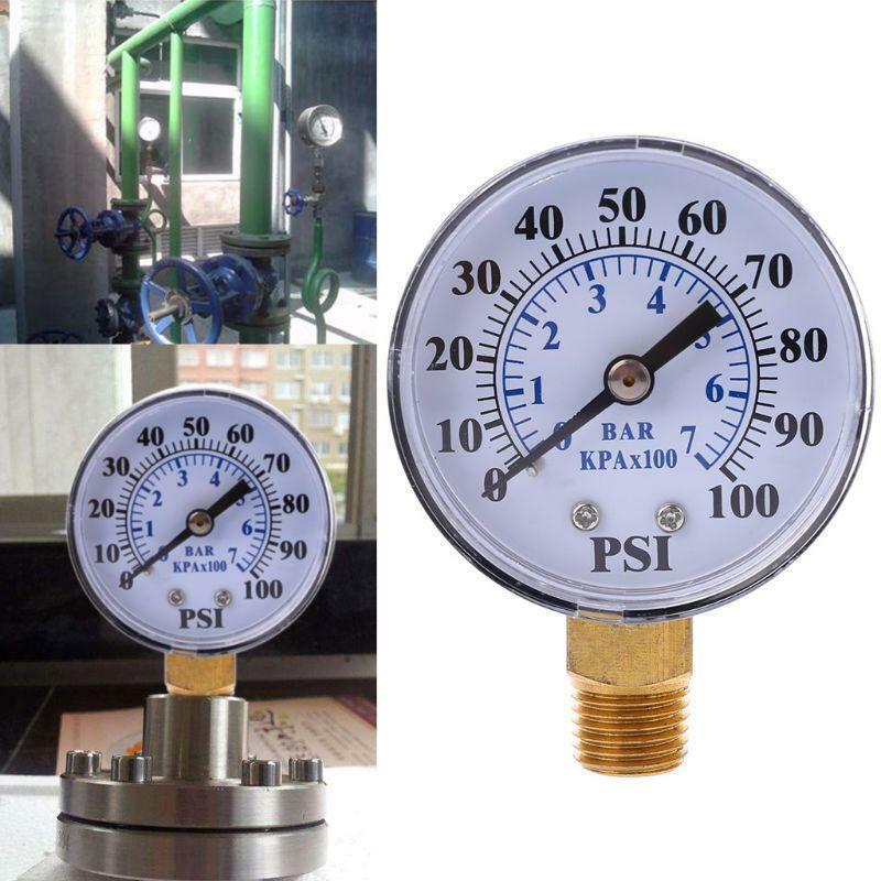 Well Pump Pressure Gauge 1/4'' NPT Thread 0-100 PSI 0-7 Bar Water Air Gas